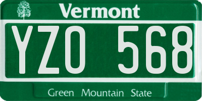VT license plate YZO568