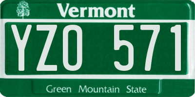 VT license plate YZO571