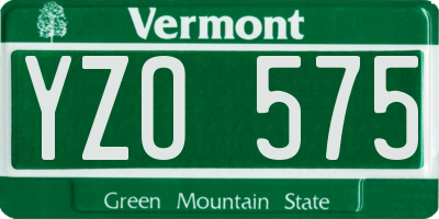 VT license plate YZO575