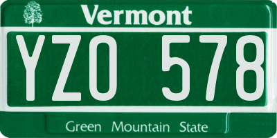VT license plate YZO578