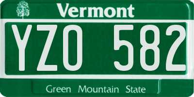 VT license plate YZO582