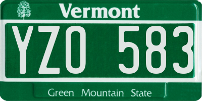 VT license plate YZO583