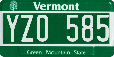 VT license plate YZO585