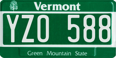 VT license plate YZO588