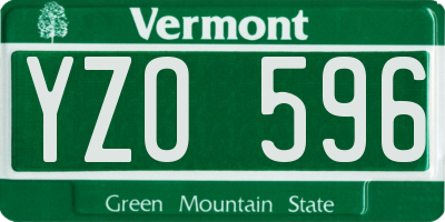 VT license plate YZO596