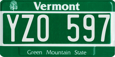VT license plate YZO597