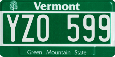 VT license plate YZO599