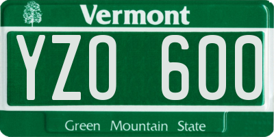 VT license plate YZO600