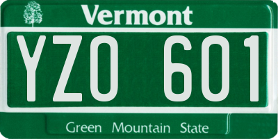 VT license plate YZO601