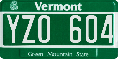 VT license plate YZO604