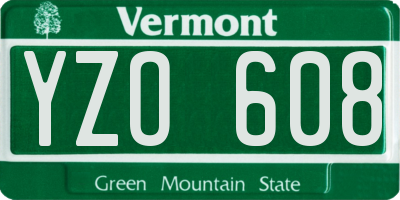 VT license plate YZO608