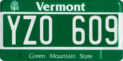 VT license plate YZO609