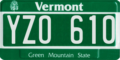 VT license plate YZO610