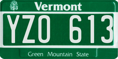 VT license plate YZO613