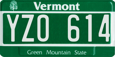 VT license plate YZO614