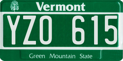 VT license plate YZO615
