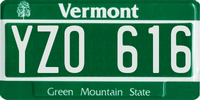 VT license plate YZO616