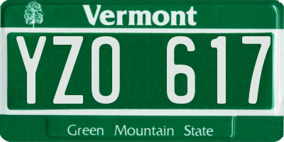 VT license plate YZO617