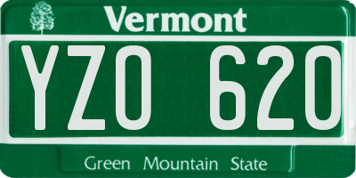 VT license plate YZO620