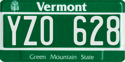 VT license plate YZO628