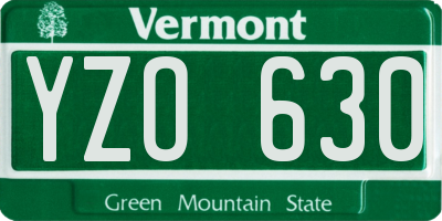 VT license plate YZO630
