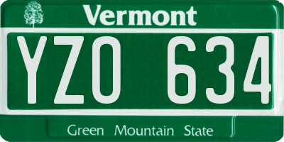 VT license plate YZO634