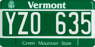 VT license plate YZO635