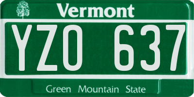 VT license plate YZO637
