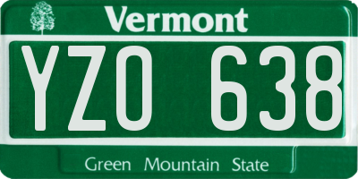 VT license plate YZO638