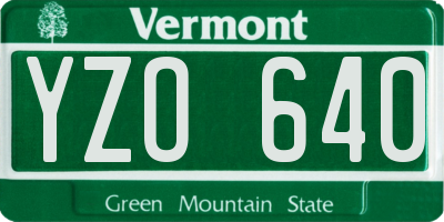 VT license plate YZO640