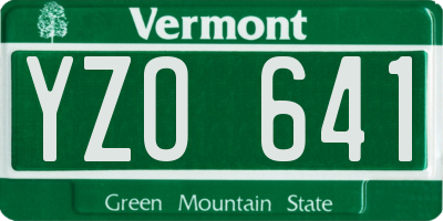 VT license plate YZO641