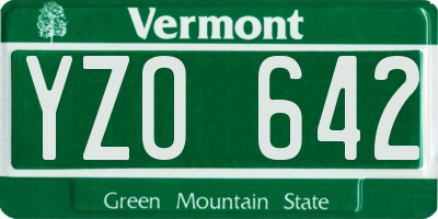 VT license plate YZO642