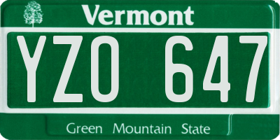 VT license plate YZO647
