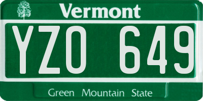VT license plate YZO649