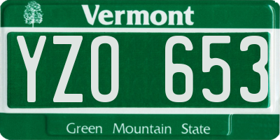 VT license plate YZO653