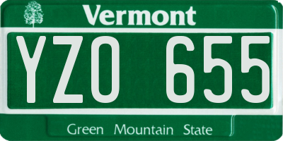 VT license plate YZO655