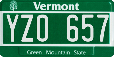 VT license plate YZO657