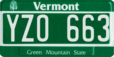 VT license plate YZO663