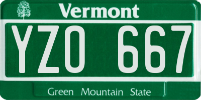 VT license plate YZO667