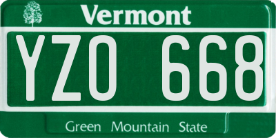 VT license plate YZO668