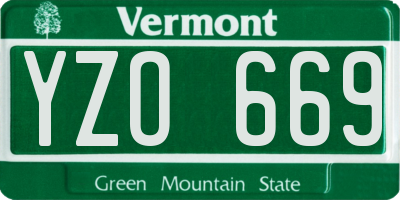 VT license plate YZO669