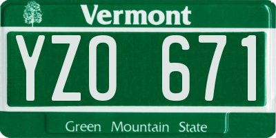 VT license plate YZO671
