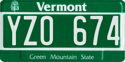 VT license plate YZO674