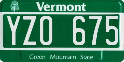 VT license plate YZO675