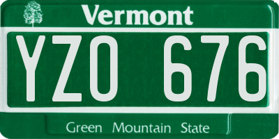 VT license plate YZO676
