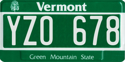 VT license plate YZO678