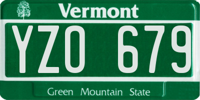 VT license plate YZO679