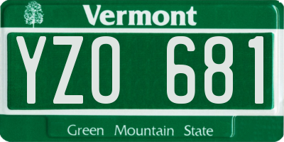 VT license plate YZO681