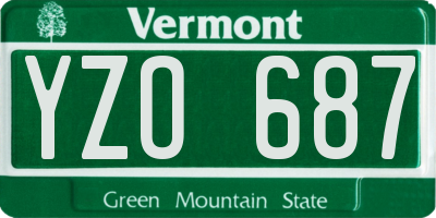 VT license plate YZO687