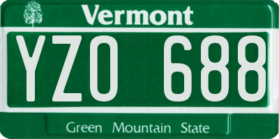 VT license plate YZO688